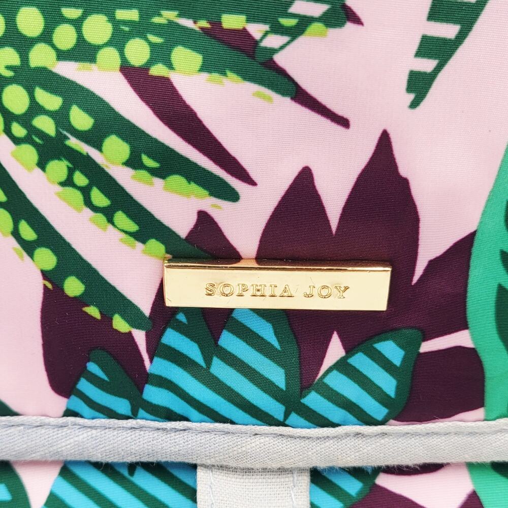 Sophia Joy Tropical Pink Green Multicolored Hanging Travel Makeup Cosmetic Bag - Picture 3 of 9